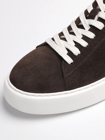 Baskets décontractées noires en daim de vachette bout rond lacets style skate