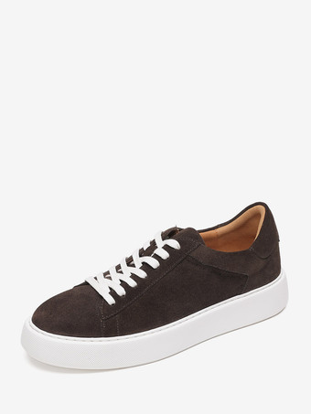 Baskets décontractées noires en daim de vachette bout rond lacets style skate