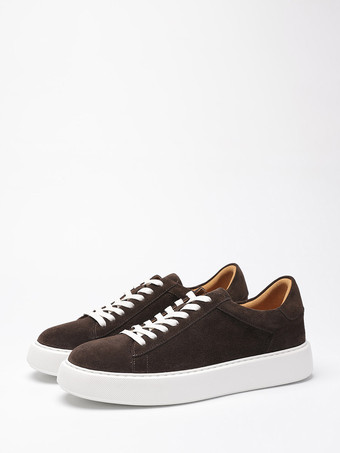 MarronBaskets décontractées noires en daim de vachette bout rond lacets style skate