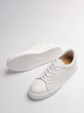 Baskets blanches de skate à bout rond patchwork lacets chaussures décontractées