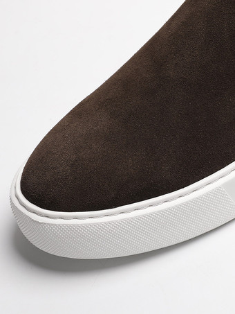 ブラック スエード メンズ ラウンドトゥ スリッポンシューズ