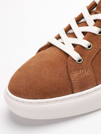 Chaussures décontractées marron en daim pour hommes bout rond à lacets