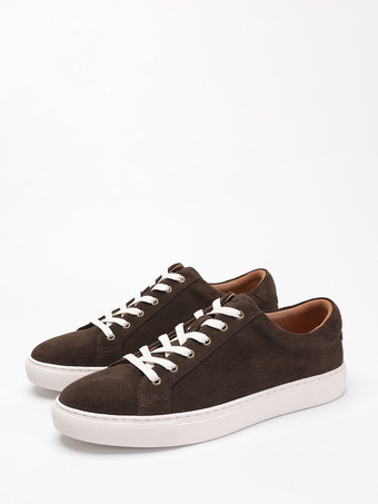 MarronChaussures décontractées marron en daim pour hommes bout rond à lacets