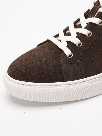Chaussures décontractées marron en daim pour hommes bout rond à lacets