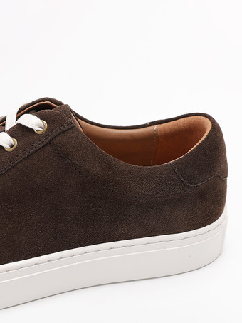 Chaussures décontractées marron en daim pour hommes bout rond à lacets