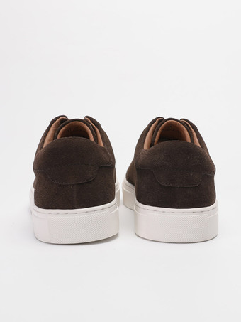 Chaussures décontractées marron en daim pour hommes bout rond à lacets