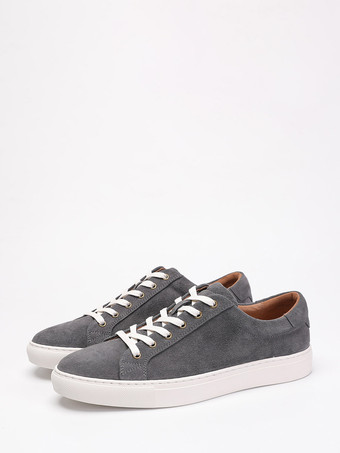 gris foncé Chaussures décontractées marron en daim pour hommes bout rond à lacets
