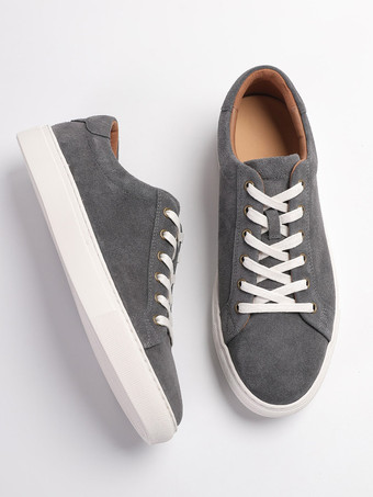 Chaussures décontractées marron en daim pour hommes bout rond à lacets