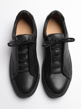 Chaussures décontractées pour hommes chaussures de skate noires à bout rond et lacets
