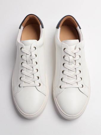 Chaussures décontractées pour hommes baskets de skate à lacets en cuir véritable à bout rond