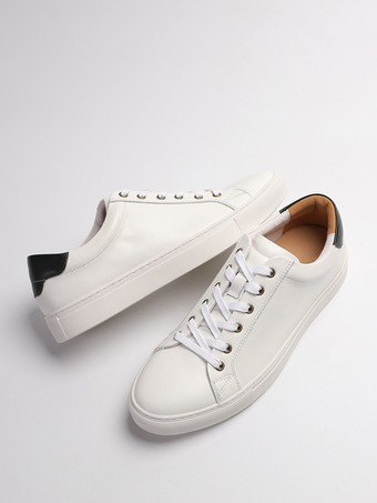 Chaussures décontractées pour hommes baskets de skate à lacets en cuir véritable à bout rond
