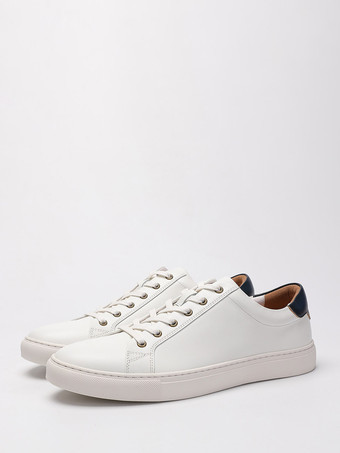 bleu foncé Chaussures décontractées pour hommes baskets de skate à lacets en cuir véritable à bout rond