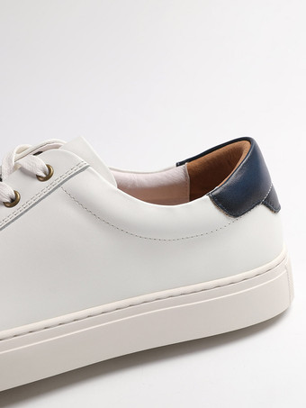 Chaussures décontractées pour hommes baskets de skate à lacets en cuir véritable à bout rond