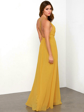 Sexy Kleid mit tiefem Ausschnitt rückenfrei Spaghettiträgern Ball-Maxikleider