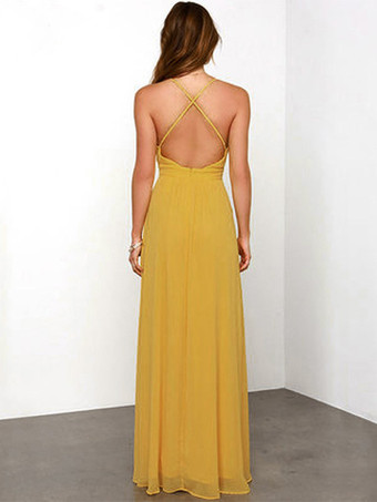 Sexy Kleid mit tiefem Ausschnitt rückenfrei Spaghettiträgern Ball-Maxikleider