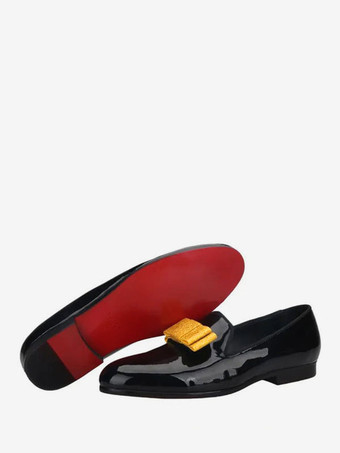 Chaussures Mocassins Pour Hommes Vernis PU Nœud Slip-On