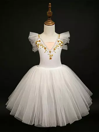 バレエダンス衣装 ピンク 女の子用 刺繍入り バレリーナ ポリエステル