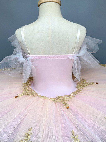 バレエダンス衣装 ピンク 女の子用 刺繍入り バレリーナ ポリエステルドレス ダンスウェア