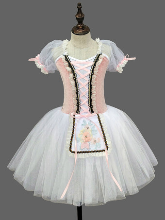 ピンクバレエドレス 赤いレース バンテージ 女の子用 子供用 バレリーナ ポリエステル ドレス ダンスウェア