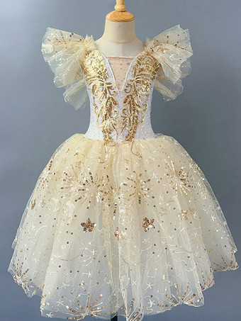 champagne Costume de danse classique - Robe de ballerine champagne en polyester pour spectacle