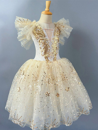 Costume de danse classique - Robe de ballerine champagne en polyester pour spectacle