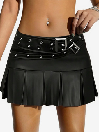 noir Jupe courte en similicuir auburn naturel à taille haute style chic automne pour femme