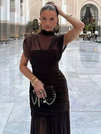 high neck long sleeve summer dress Women's 2025 Spring Summer Dress V Neck High Waist Surplice Neck Lantern Sleeve Dress at Amazon Women's Clothing store