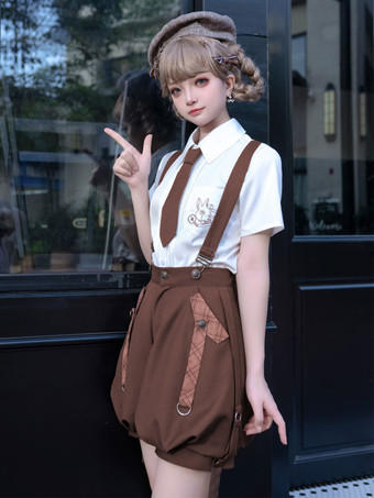 ゴスロリ衣装コーヒーブラウンノースリーブパンツオーバーコート