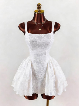 blanc Robe de soirée blanche sans manches à col carré et dos nu