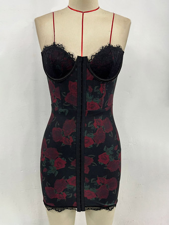 Rouge foncéRobe de soirée rouge imprimé léopard sans manches et bustier sculptant