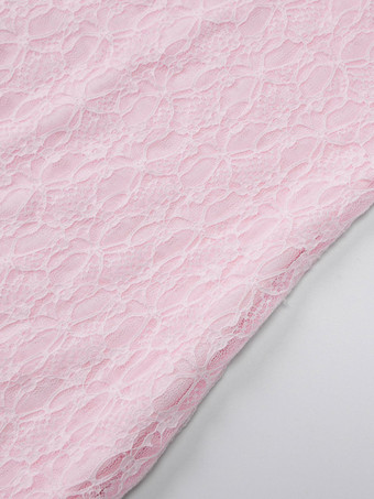 Robe de soirée longue rose à épaules dénudées en dentelle manches longues plissée chic et semi-formelle