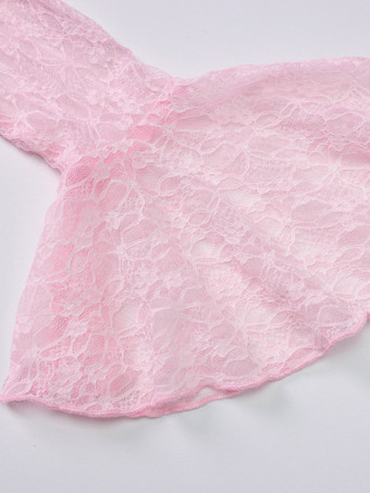 Robe de soirée longue rose à épaules dénudées en dentelle manches longues plissée chic et semi-formelle