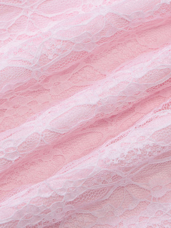 Robe de soirée longue rose à épaules dénudées en dentelle manches longues plissée chic et semi-formelle