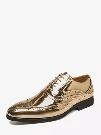 Men's Dress Shoes Gold Round Toe Lace Up Oxford Shoes - Milanoo.com Men's Dress Shoes Gold Round Toe Lace Up Oxford Shoes - Milanoo.com