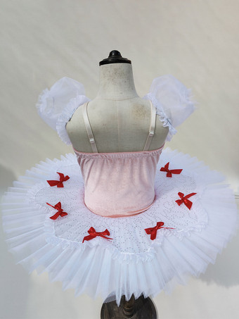 バレエドレス ホワイト 女の子用 キッズ バレリーナ リボン ポリエステル バレエドレス