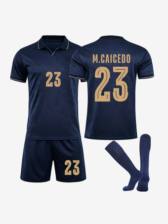 N°23Maillot de football 3 pièces noir à manches courtes extérieur 2026 n° 23 Caicedo équipe nationale d'Équateur pour adultes et enfants.