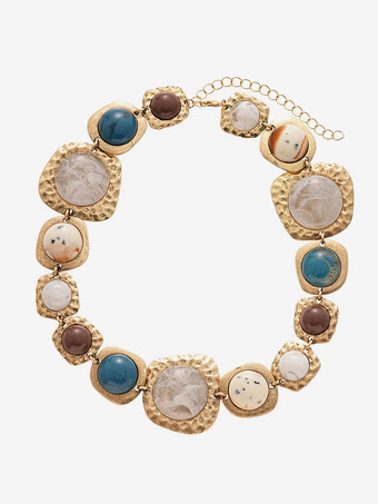 Collier en résine synthétique de 40 cm environ style géométrique vintage bijou décontracté pour femme ou adulte.