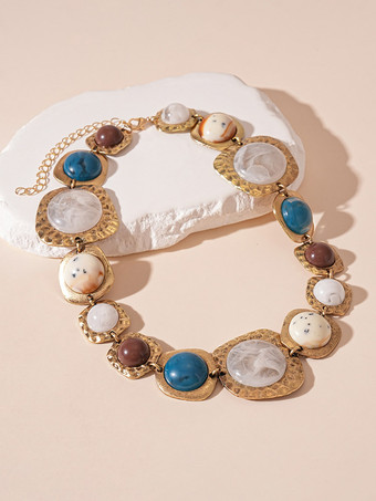 Collier en résine synthétique de 40 cm environ style géométrique vintage bijou décontracté pour femme ou adulte.