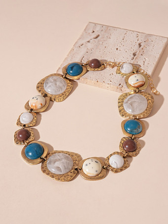 Collier en résine synthétique de 40 cm environ style géométrique vintage bijou décontracté pour femme ou adulte.