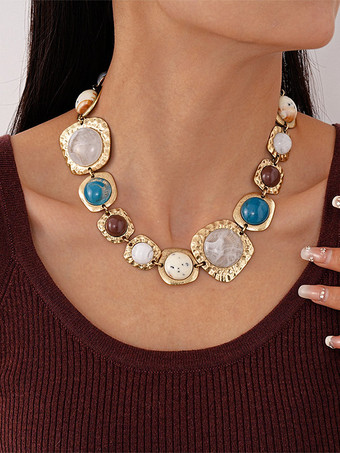 or Collier en résine synthétique de 40 cm environ style géométrique vintage bijou décontracté pour femme ou adulte.