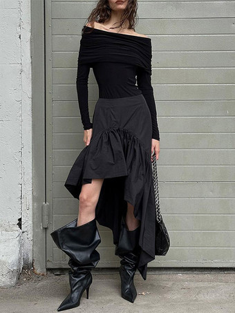 Jupes noires courtes asymétriques pour femmes
