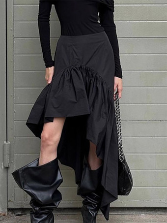 noir Jupes noires courtes asymétriques pour femmes