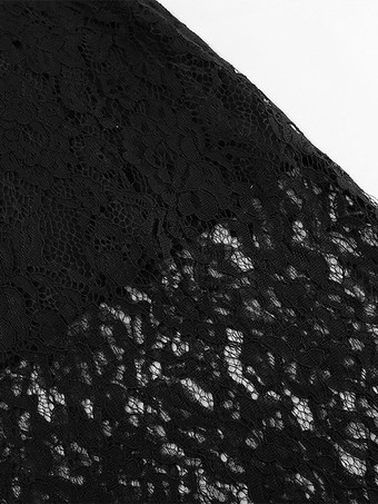 Jupe taille haute en dentelle noire transparente ajourée