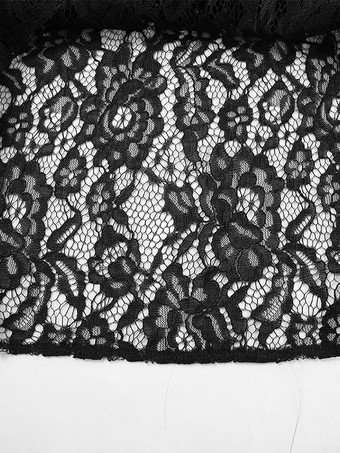 Jupe taille haute en dentelle noire transparente ajourée