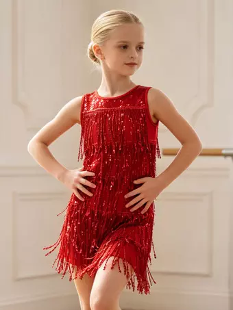 vestiti latino americano bambina vestito da ballo con frange