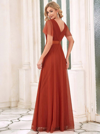 Robe de demoiselle d'honneur en tulle coupe trapèze longueur au sol robe de cortège nuptial
