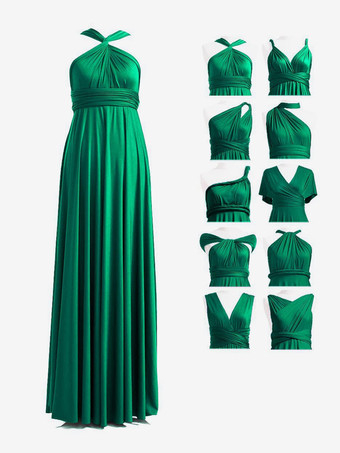 Vert Robes de demoiselle d'honneur en mousseline coupe trapèze longueur au sol robes de soirée