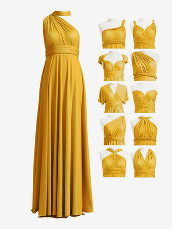 Or Robes de demoiselle d'honneur en mousseline coupe trapèze longueur au sol robes de soirée