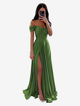 Vert Robes de demoiselle d'honneur en polyester coupe trapèze longueur au sol robes de soirée