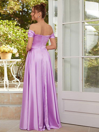 Robes de demoiselle d'honneur en polyester coupe trapèze longueur au sol robes de soirée